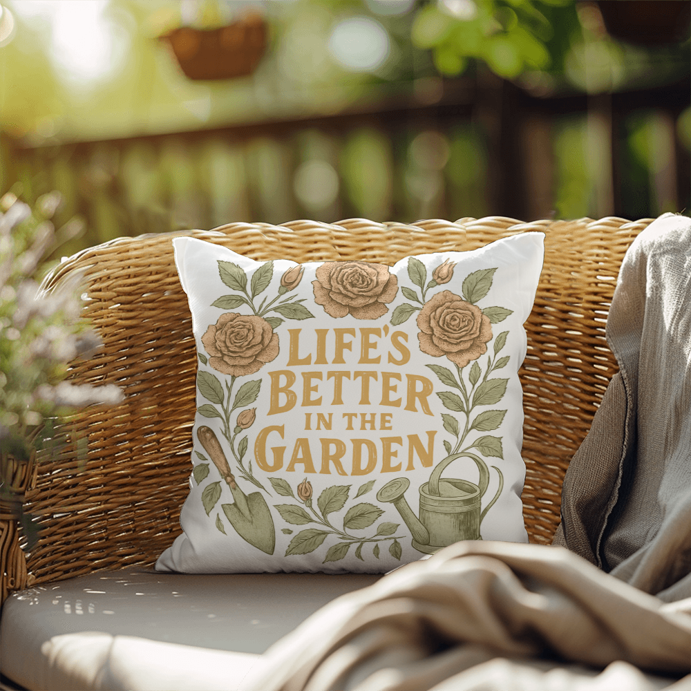 Life's Better in the Garden – Elegant Patio Pillow