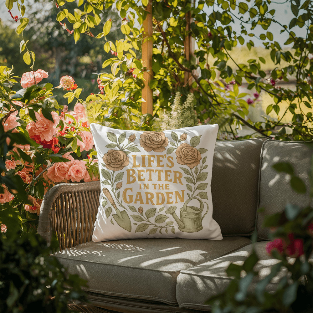 Life's Better in the Garden – Elegant Patio Pillow