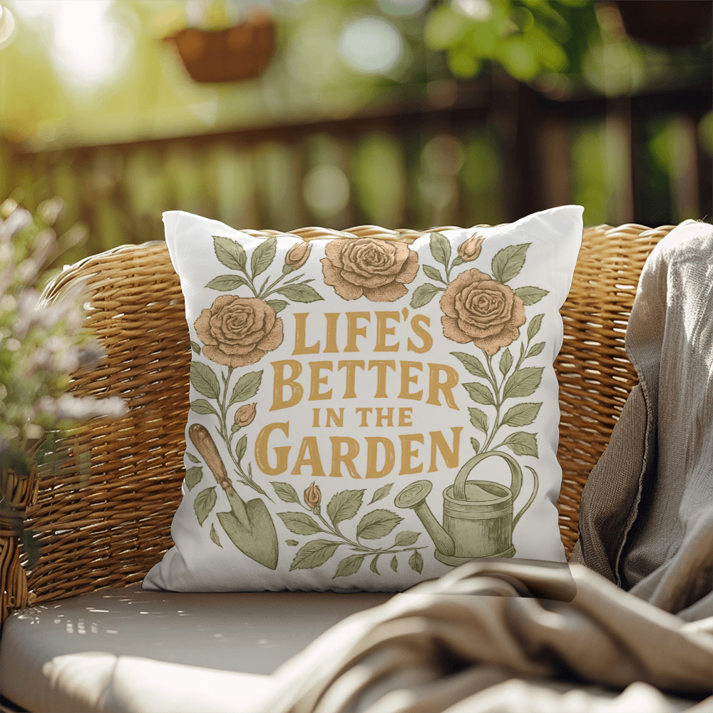 Life's Better in the Garden – Elegant Patio Pillow