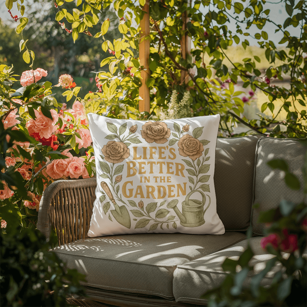 Life's Better in the Garden – Elegant Patio Pillow