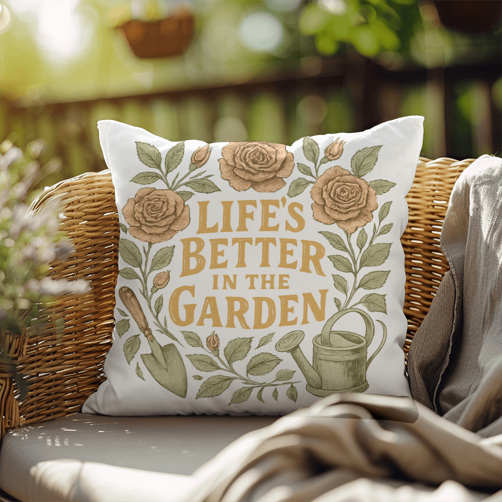 Life's Better in the Garden – Elegant Patio Pillow