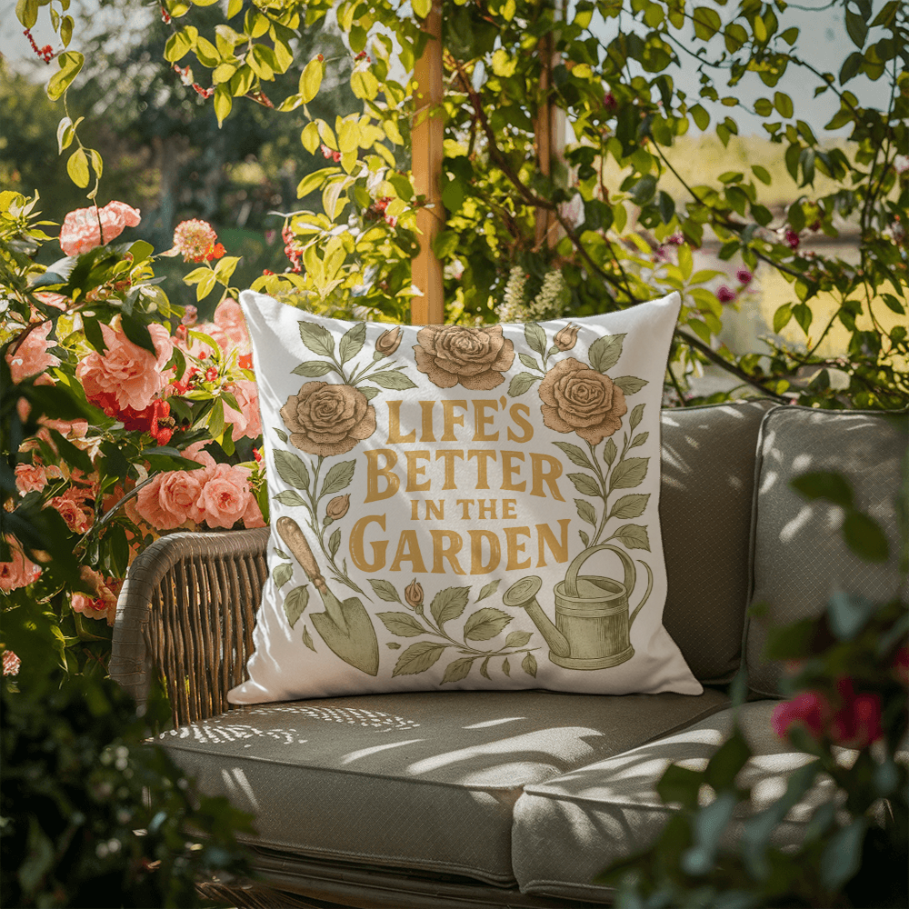 Life's Better in the Garden – Elegant Patio Pillow