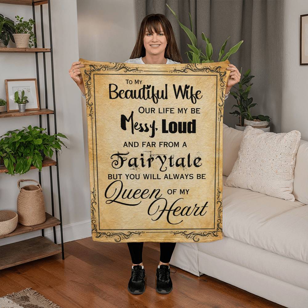 To My Beautiful Wife — “Queen of My Heart” Cozy Love Blanket