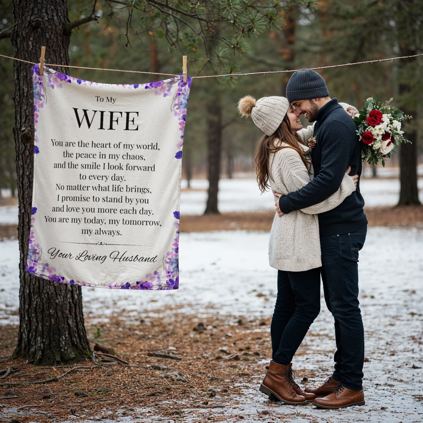 To My Wife – You Are My Heart, My Peace, My Forever, Cozy Gift Blanket from Husband