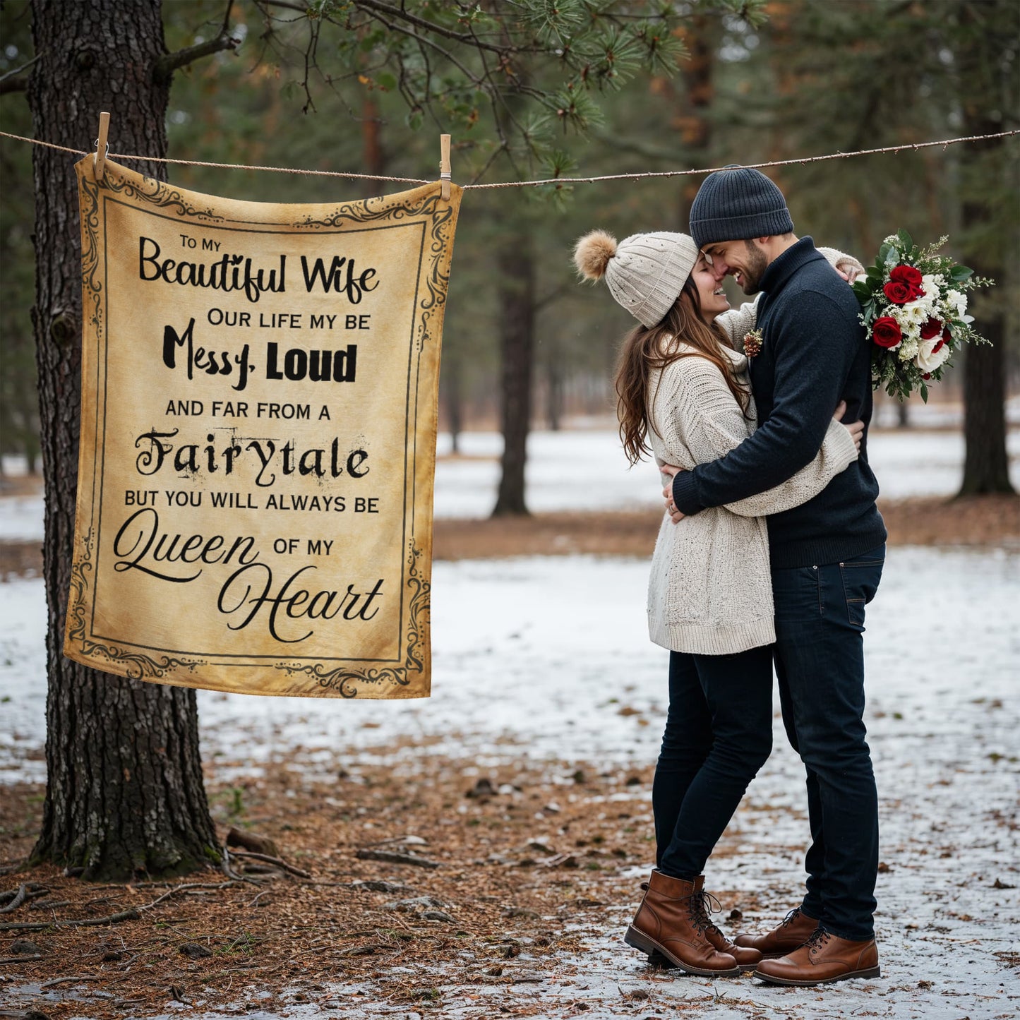 To My Beautiful Wife — “Queen of My Heart” Cozy Love Blanket