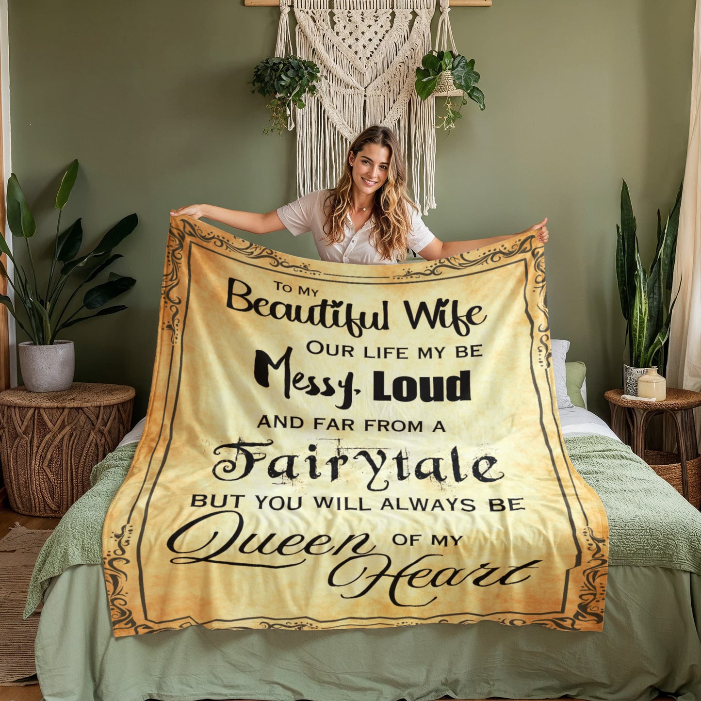 To My Beautiful Wife — “Queen of My Heart” Cozy Love Blanket