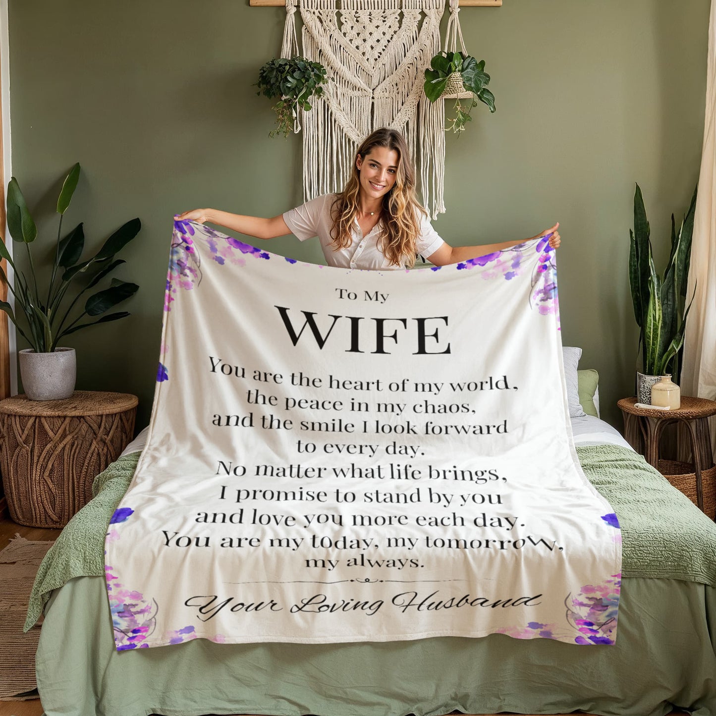 To My Wife – You Are My Heart, My Peace, My Forever, Cozy Gift Blanket from Husband