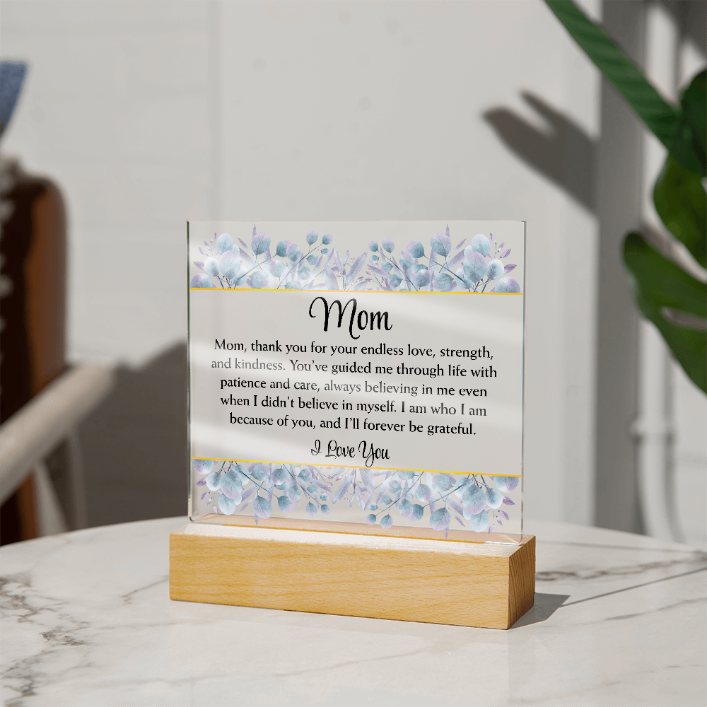 Mom Thank You for Your Endless Love Floral Light Up Acrylic Plaque