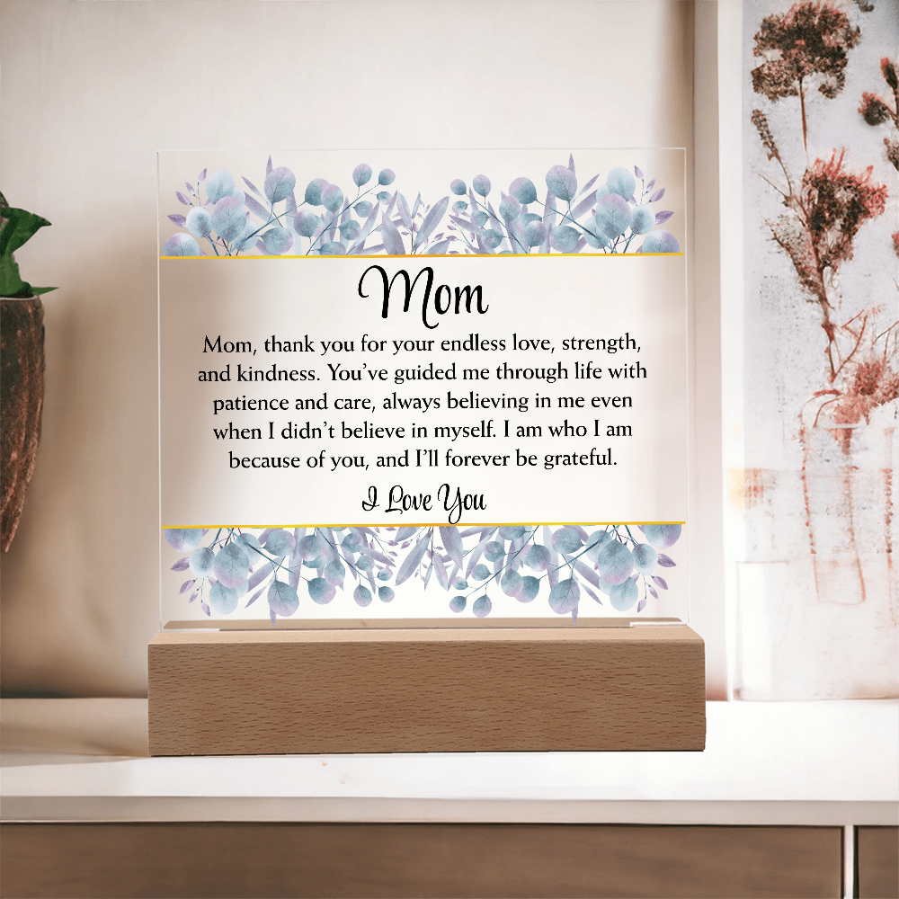 Mom Thank You for Your Endless Love Floral Light Up Acrylic Plaque