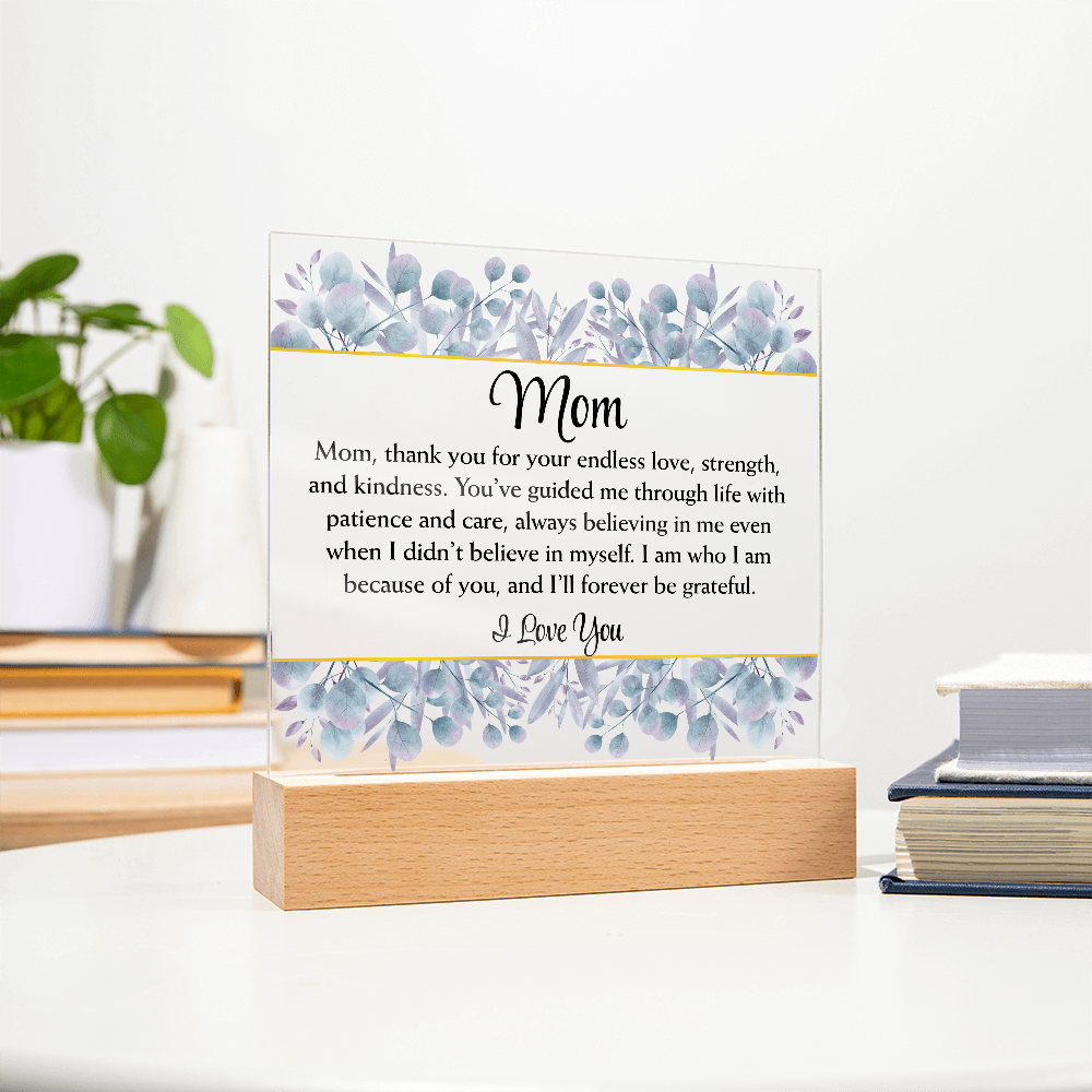 Mom Thank You for Your Endless Love Floral Light Up Acrylic Plaque