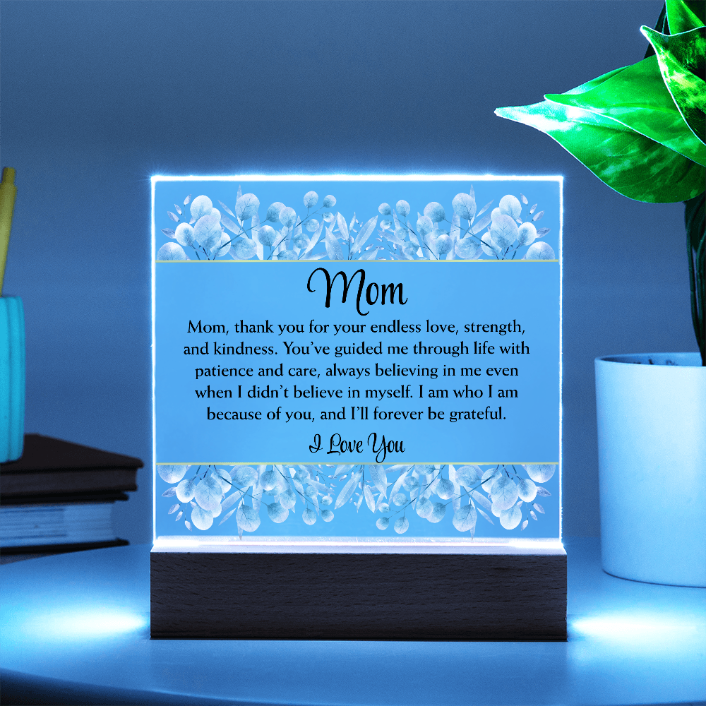 Mom Thank You for Your Endless Love Floral Light Up Acrylic Plaque