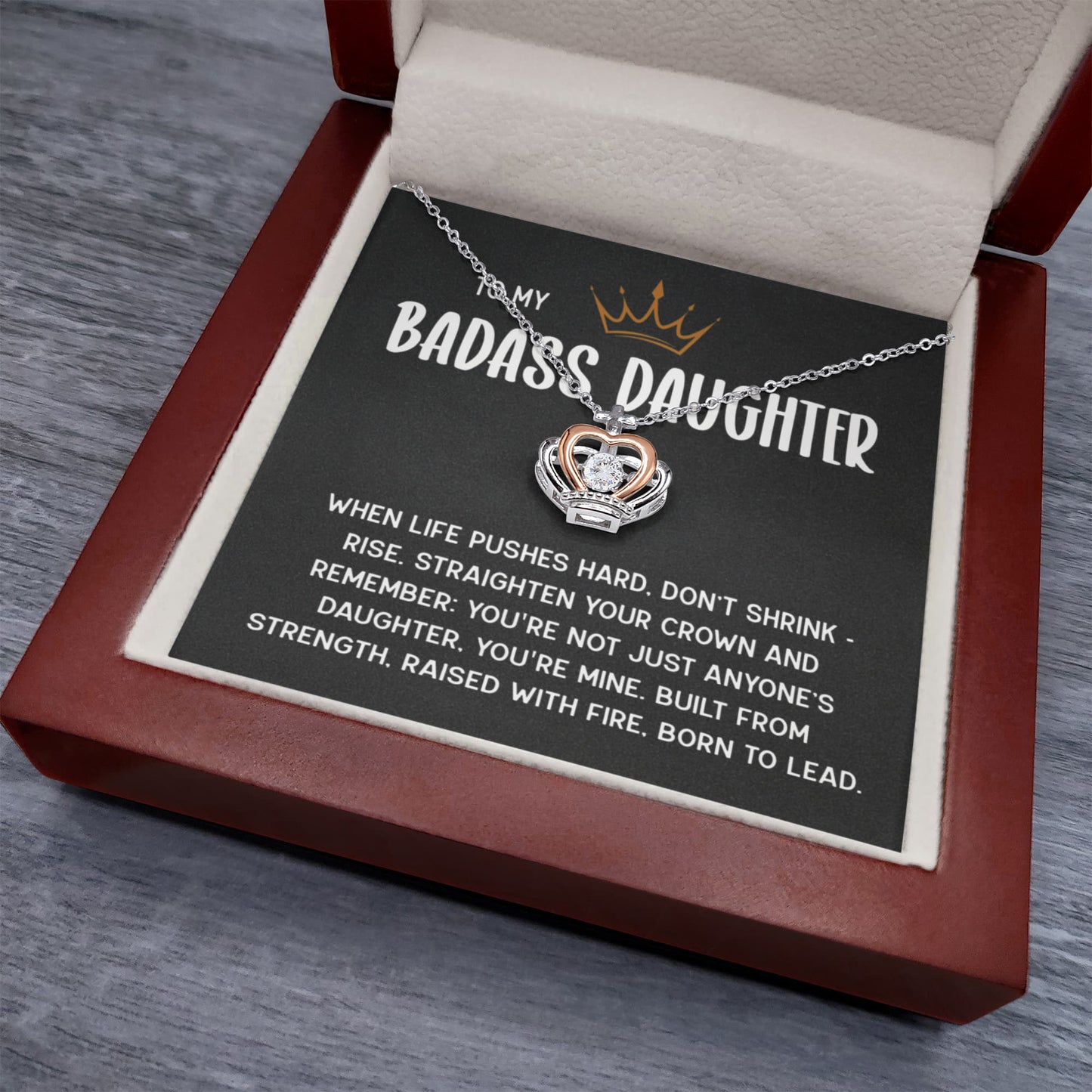 To My Badass Daughter Crown Necklace