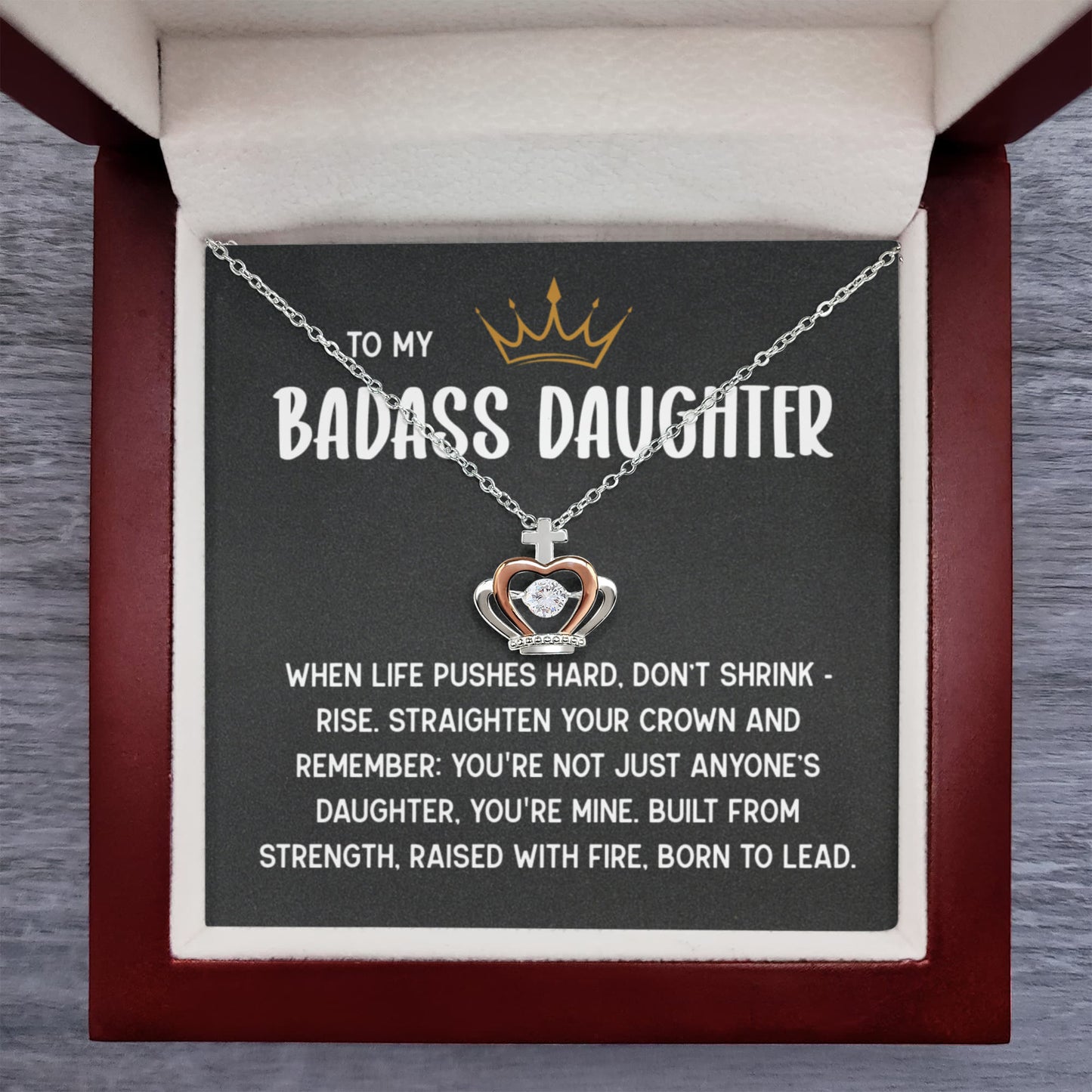 To My Badass Daughter Crown Necklace