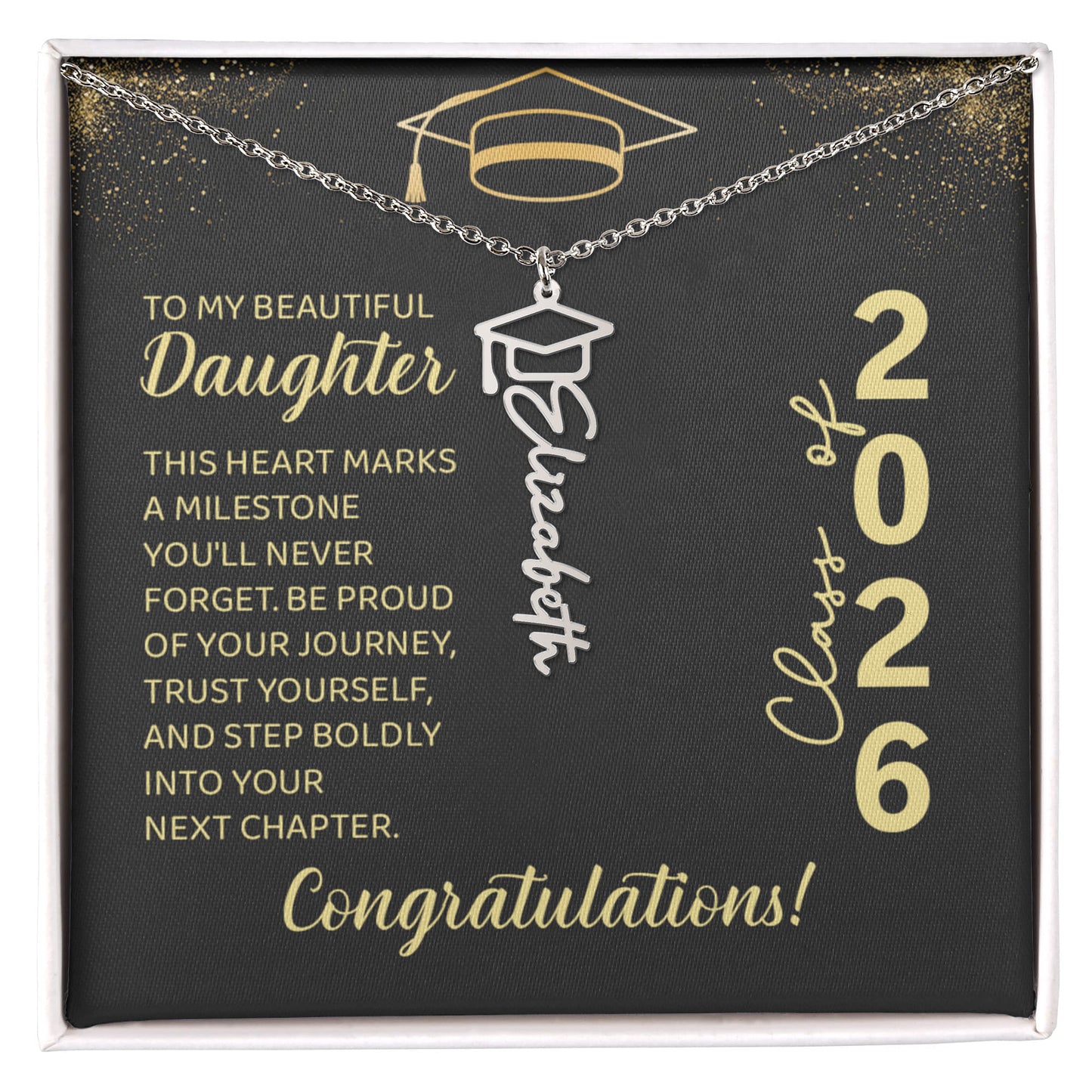Custom Name Necklace For Daughter, Graduation Gift