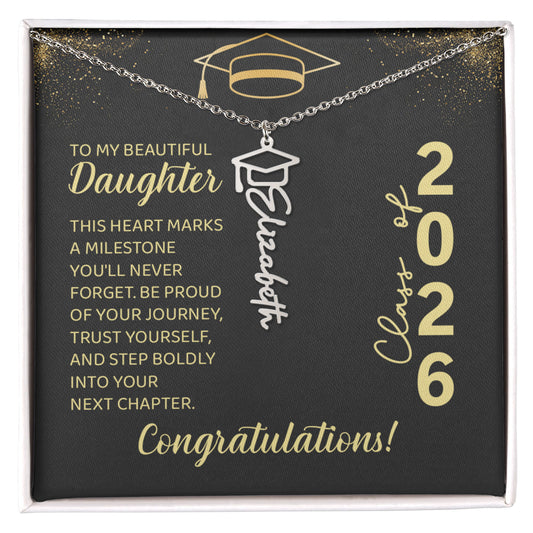 Custom Name Necklace For Daughter, Graduation Gift