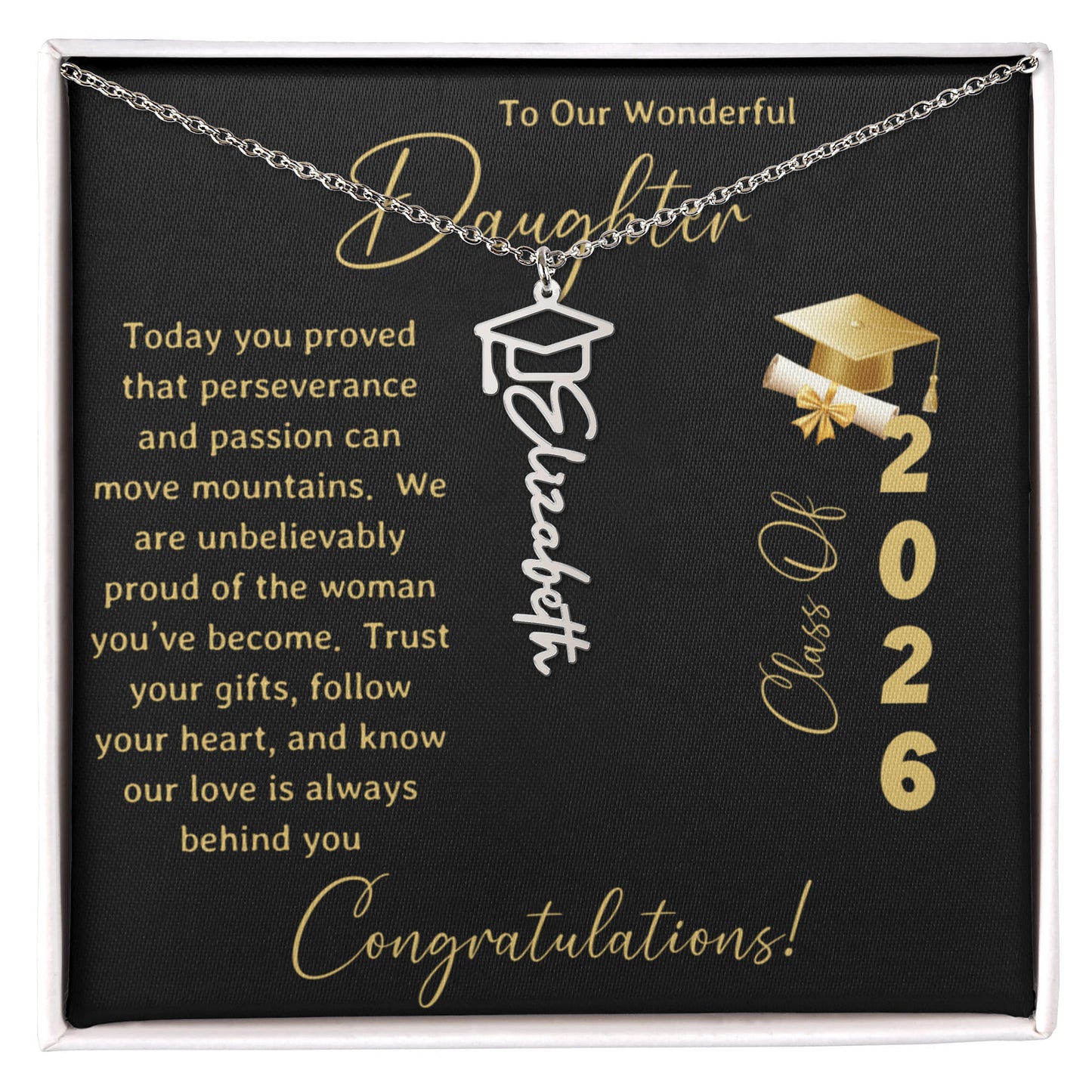 To Our Wonderful Daughter – Personalized Graduation Name Necklace