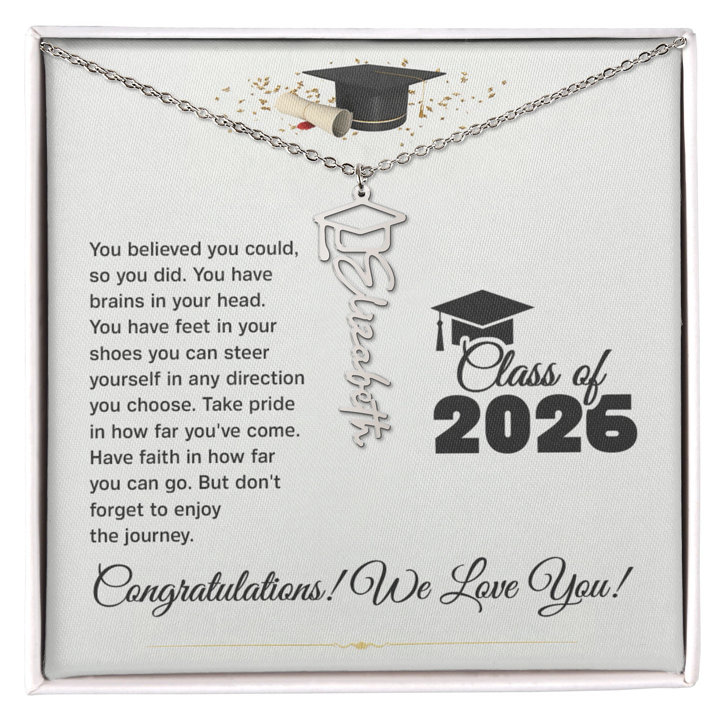 Personalized Gift For Graduate, Class of 2026 Custom Name Necklace