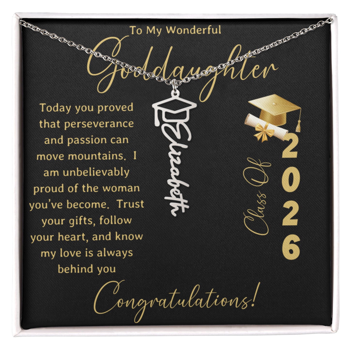 To My Wonderful Goddaughter – Personalized Graduation Name Necklace