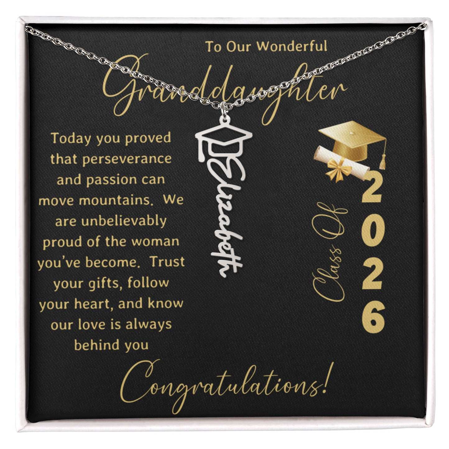 To Our Wonderful Granddaughter – Personalized Graduation Name Necklace