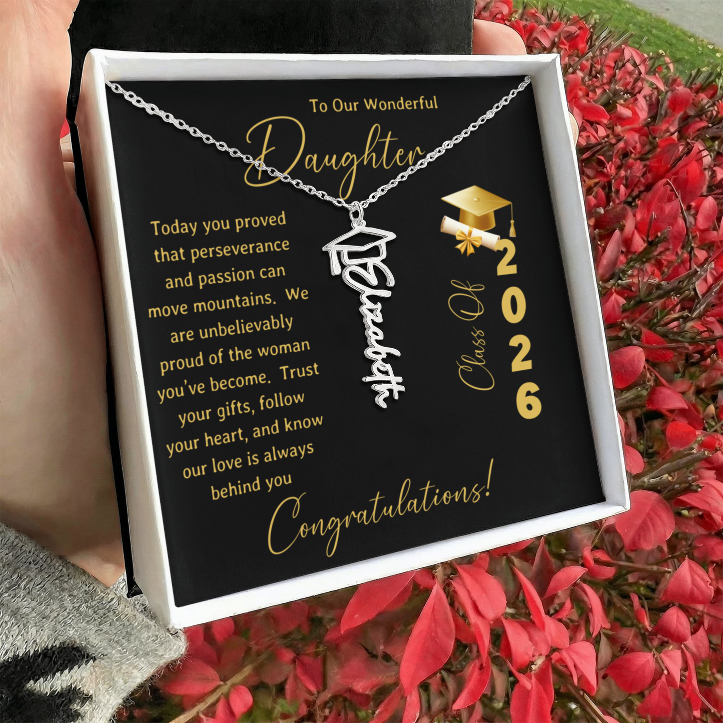 To Our Wonderful Daughter – Personalized Graduation Name Necklace