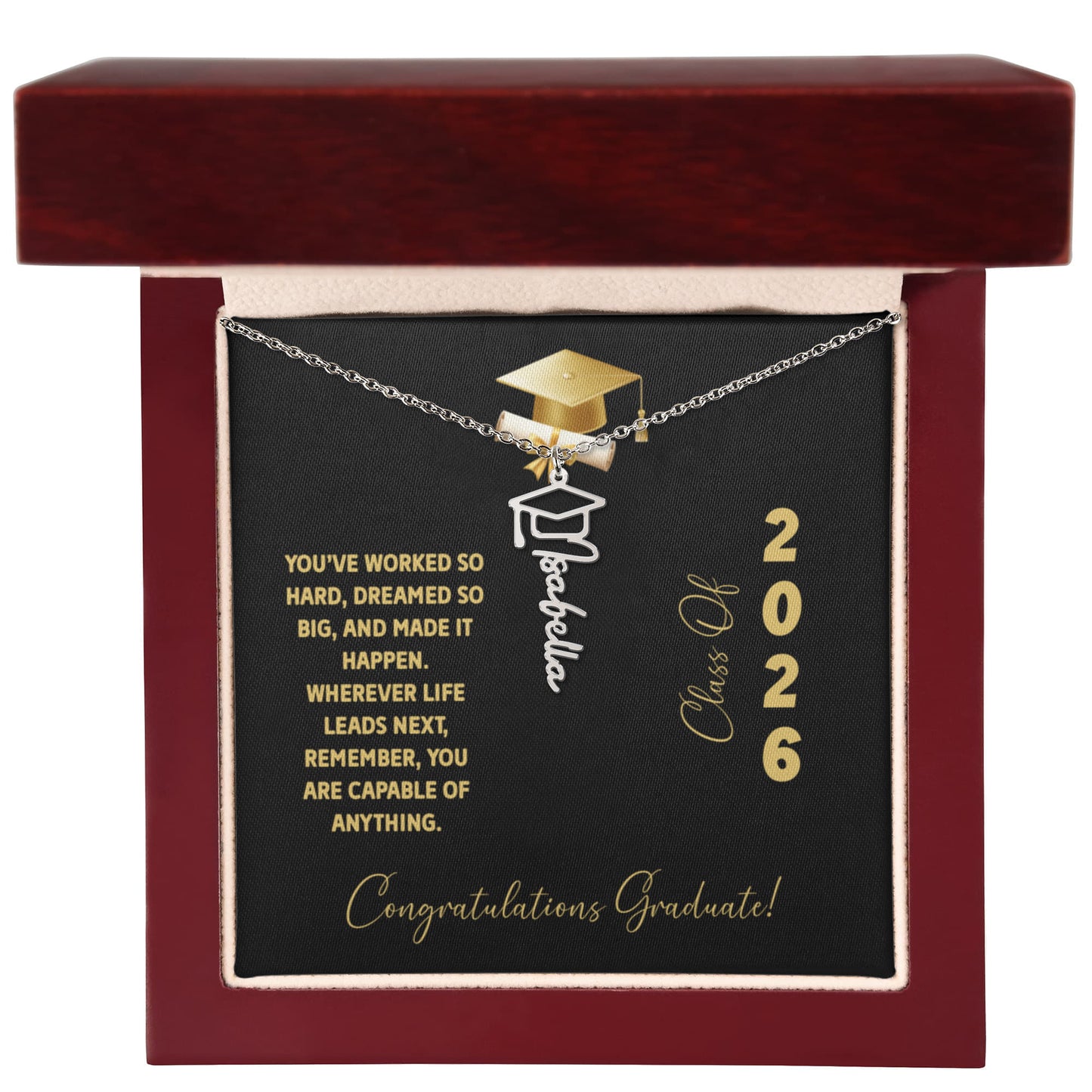 Class Of 2026 Personalized Graduation Gift, Custom Name Necklace