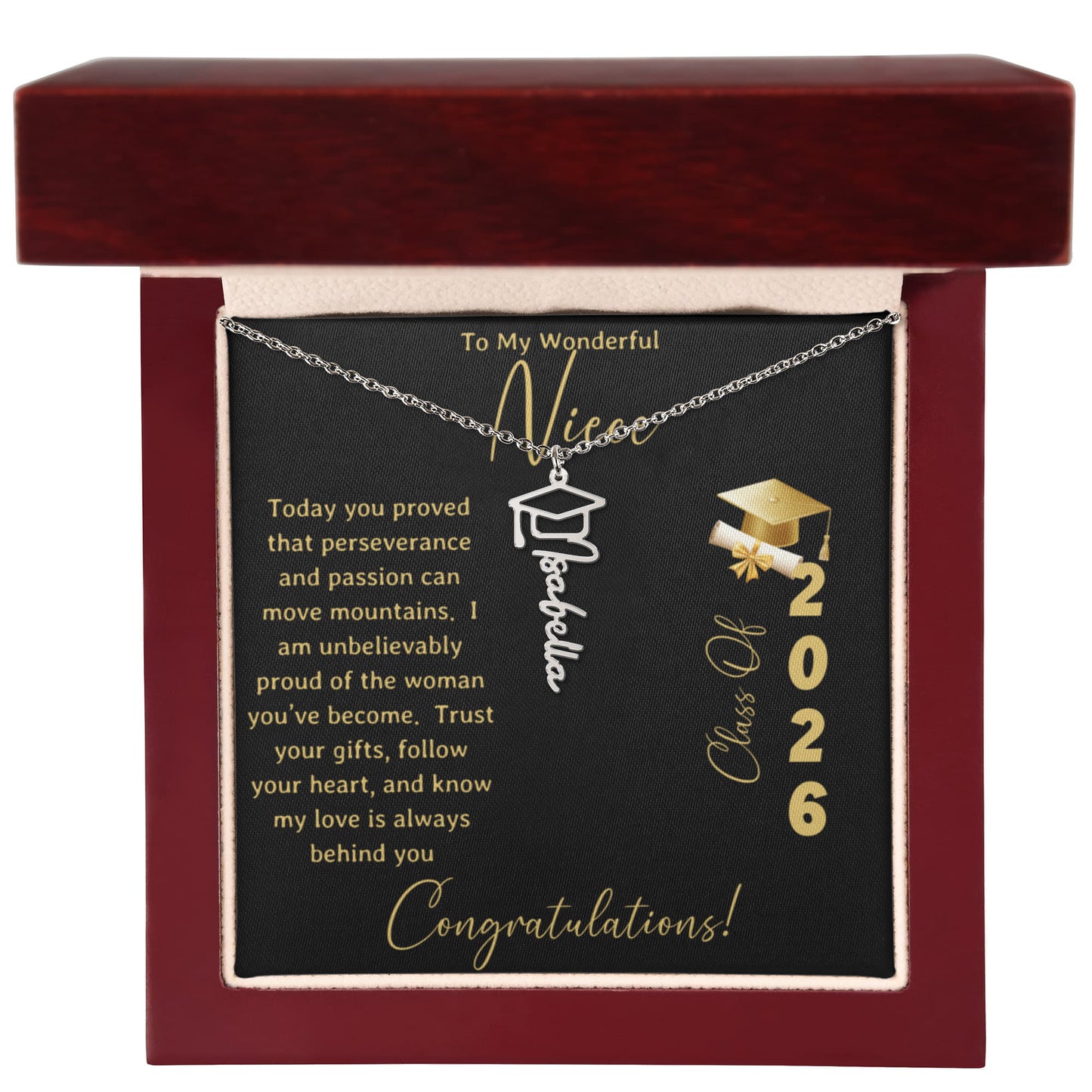 To My Wonderful Niece – Personalized Graduation Name Necklace