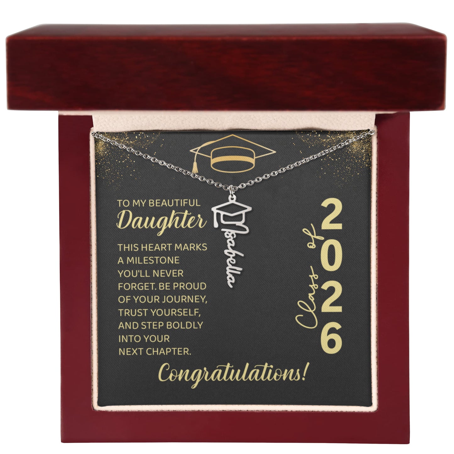 Custom Name Necklace For Daughter, Graduation Gift