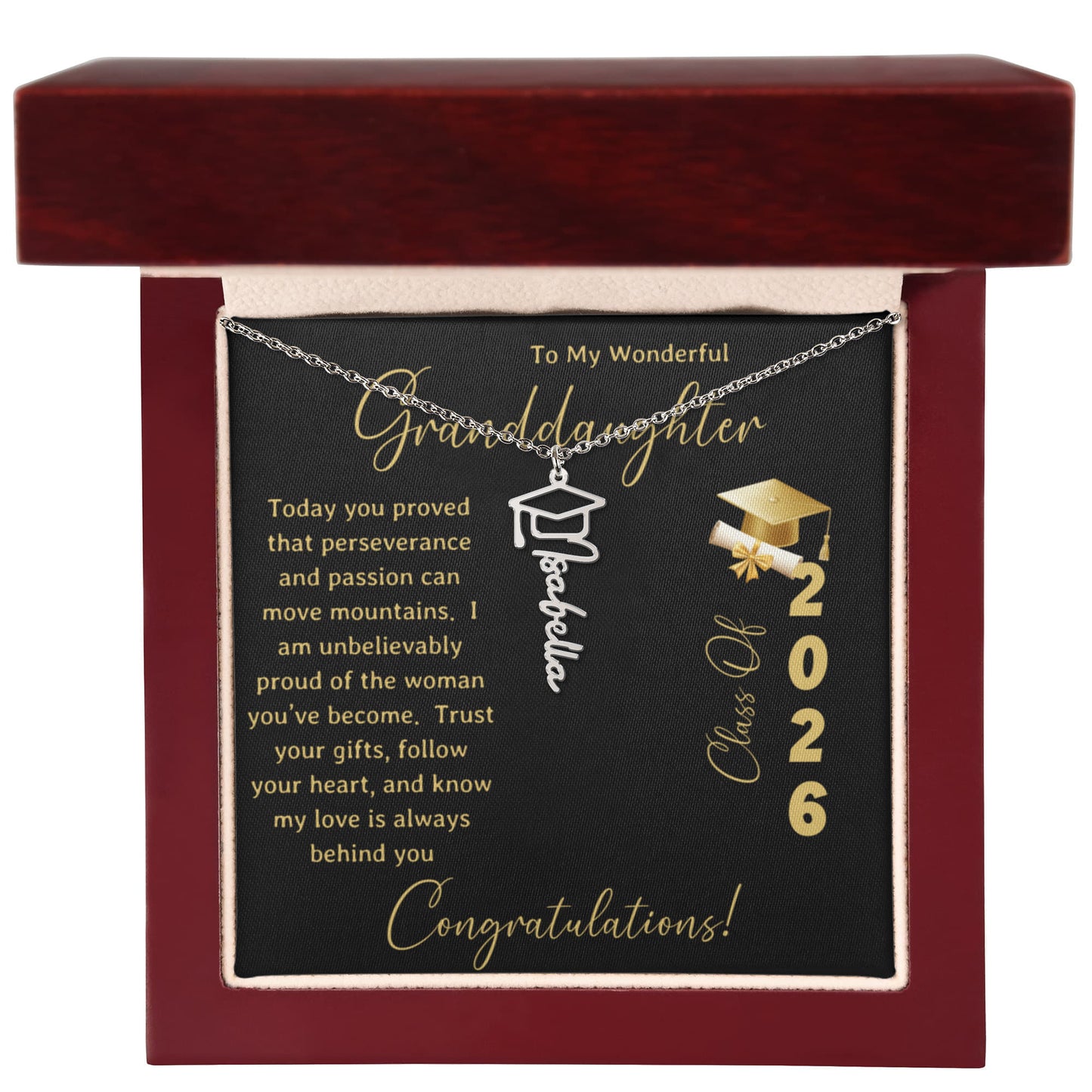 To My Wonderful Granddaughter – Personalized Graduation Name Necklace