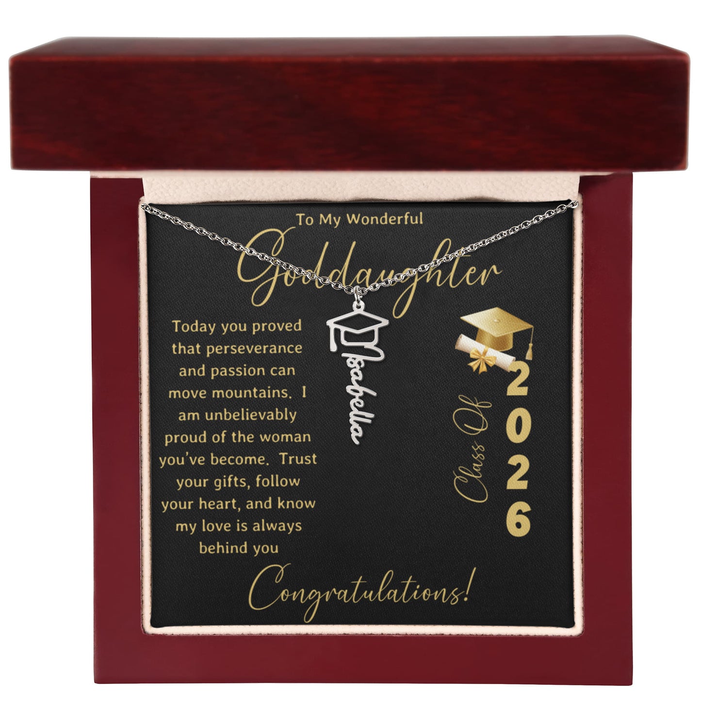 To My Wonderful Goddaughter – Personalized Graduation Name Necklace