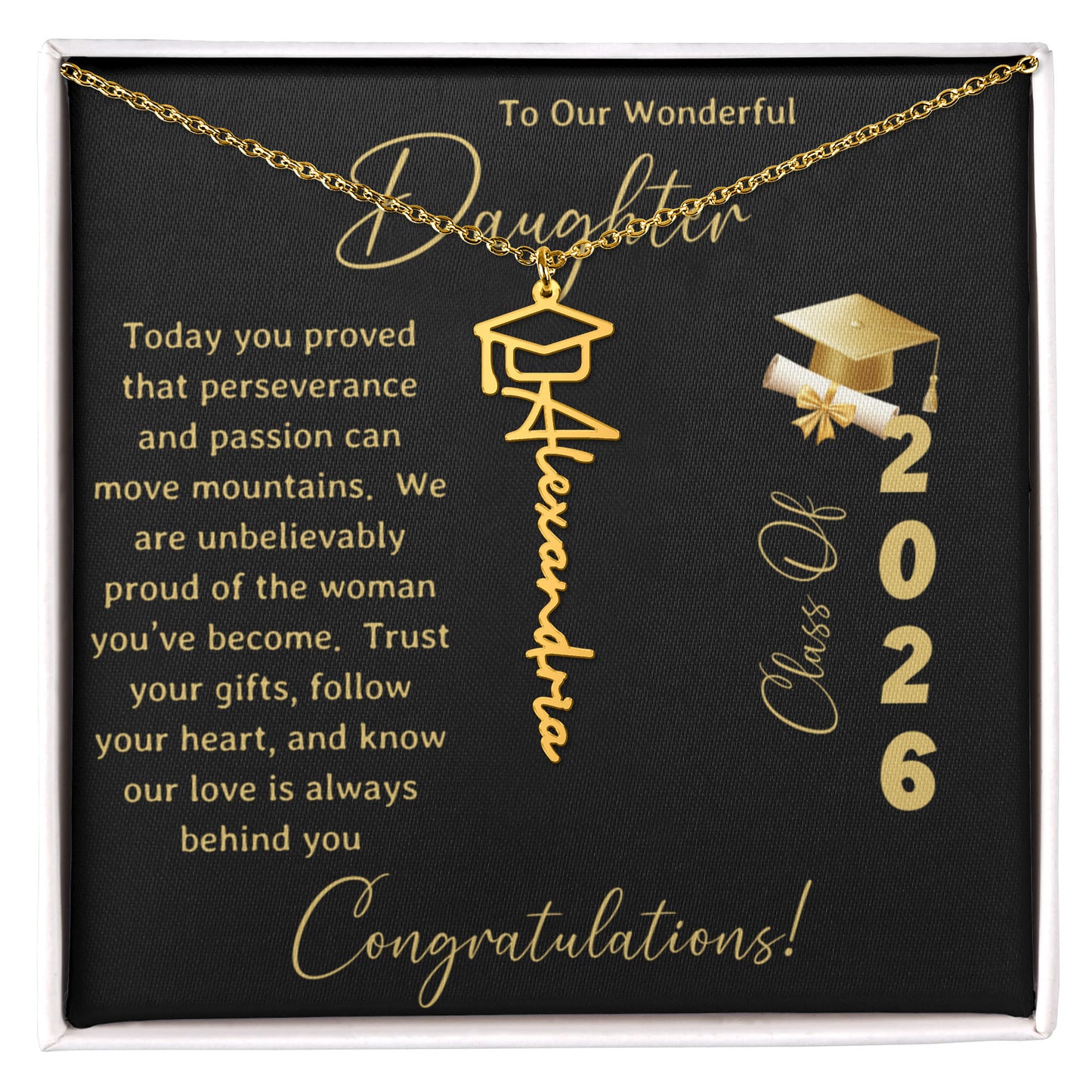 To Our Wonderful Daughter – Personalized Graduation Name Necklace