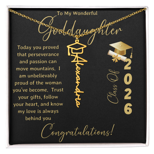 To My Wonderful Goddaughter – Personalized Graduation Name Necklace