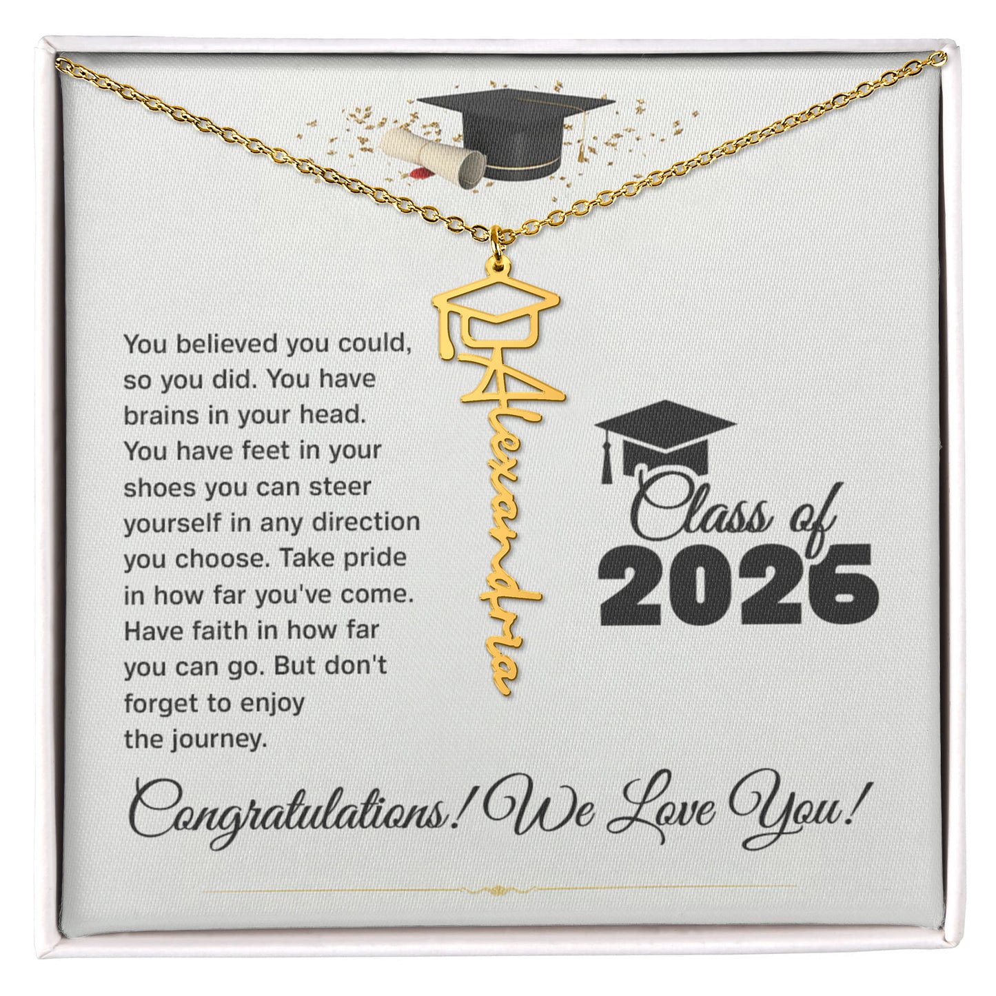 Personalized Gift For Graduate, Class of 2026 Custom Name Necklace