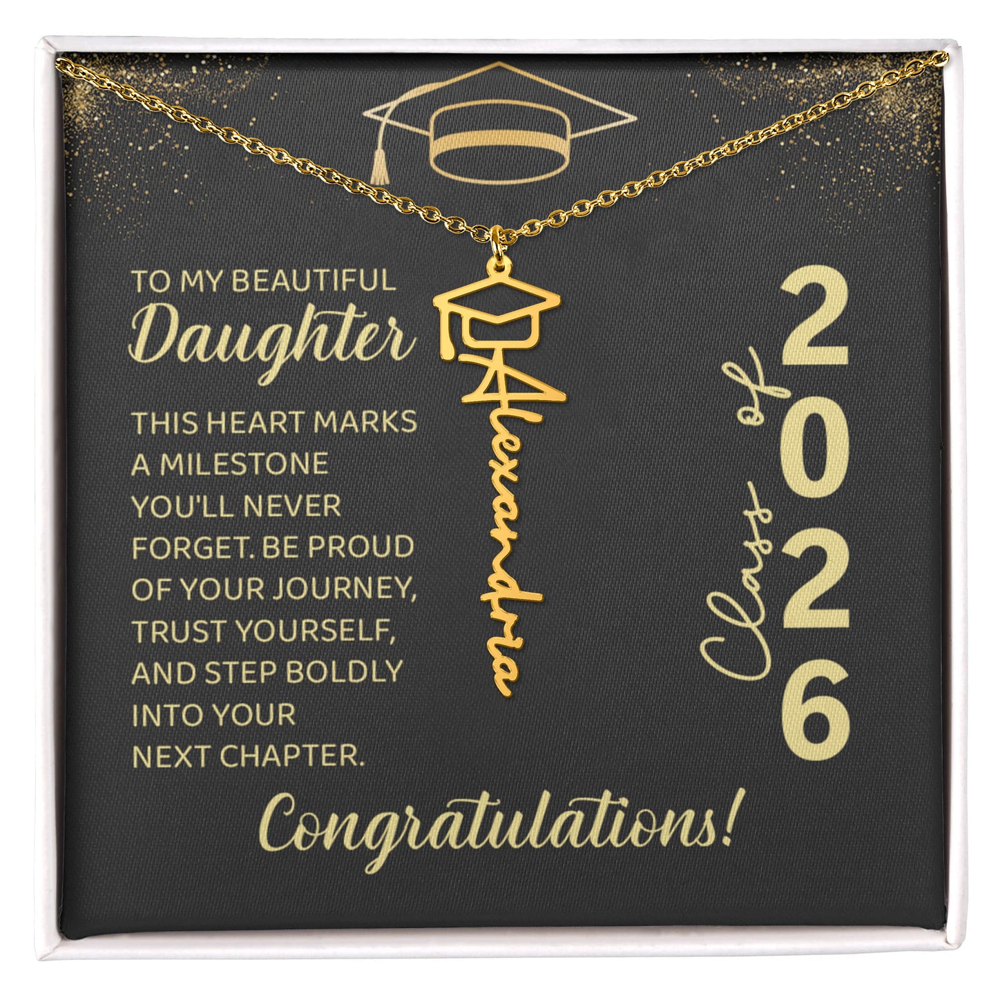 Custom Name Necklace For Daughter, Graduation Gift