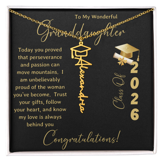To My Wonderful Granddaughter – Personalized Graduation Name Necklace
