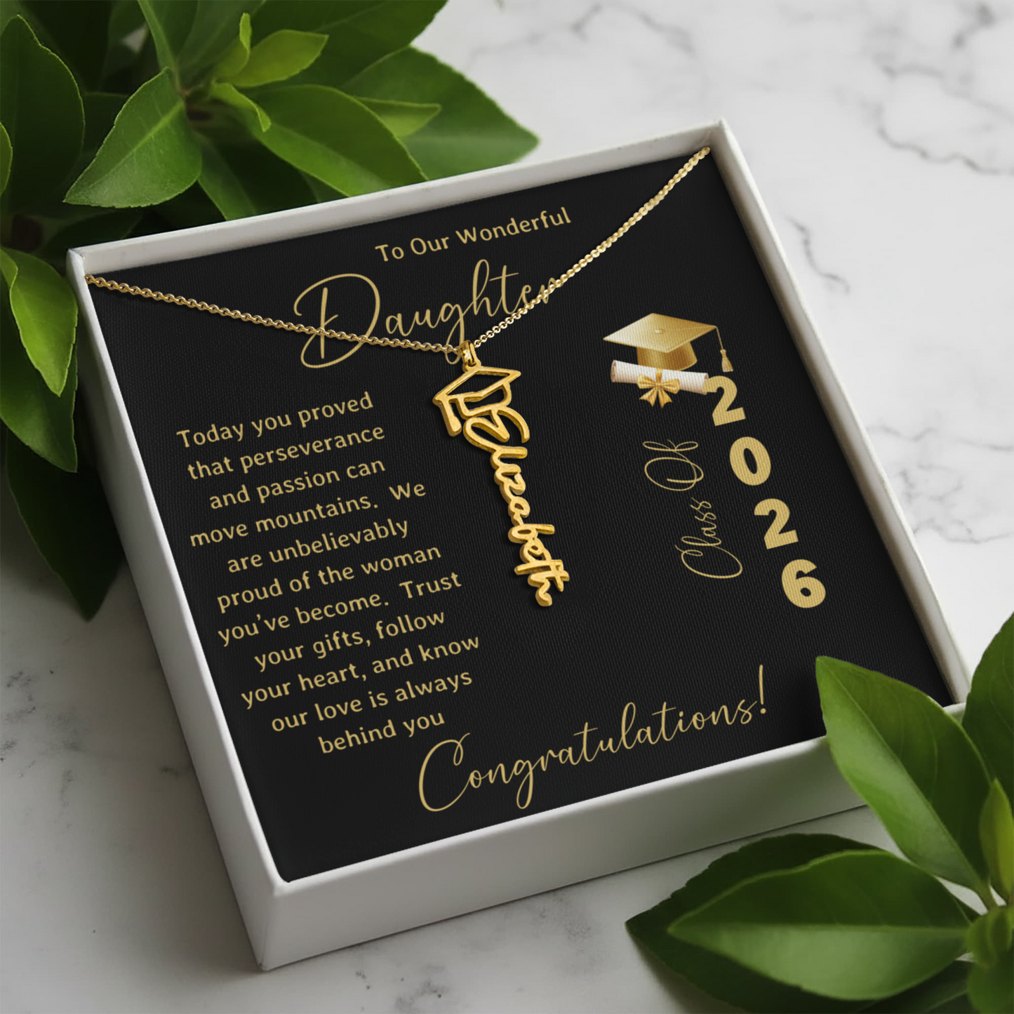 To Our Wonderful Daughter – Personalized Graduation Name Necklace
