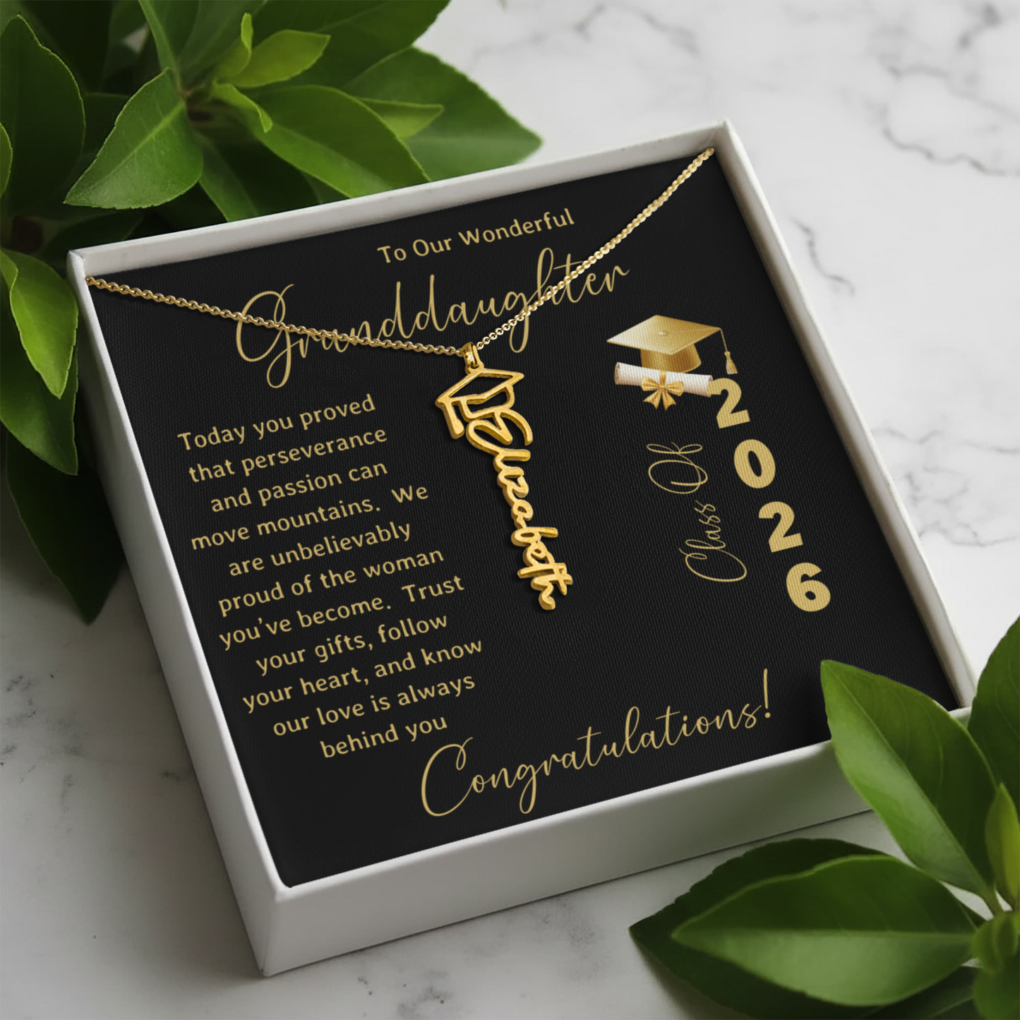 To Our Wonderful Granddaughter – Personalized Graduation Name Necklace