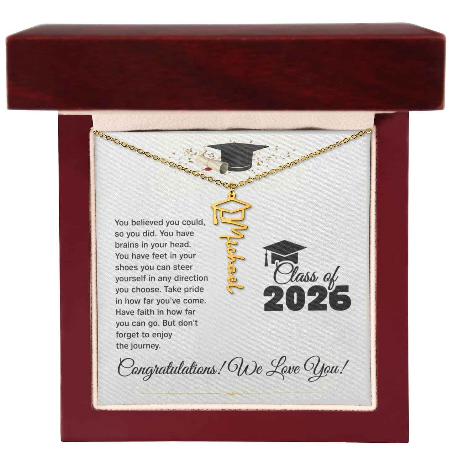 Personalized Gift For Graduate, Class of 2026 Custom Name Necklace