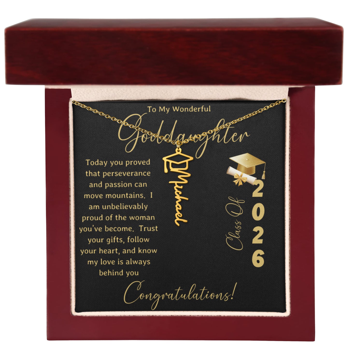 To My Wonderful Goddaughter – Personalized Graduation Name Necklace