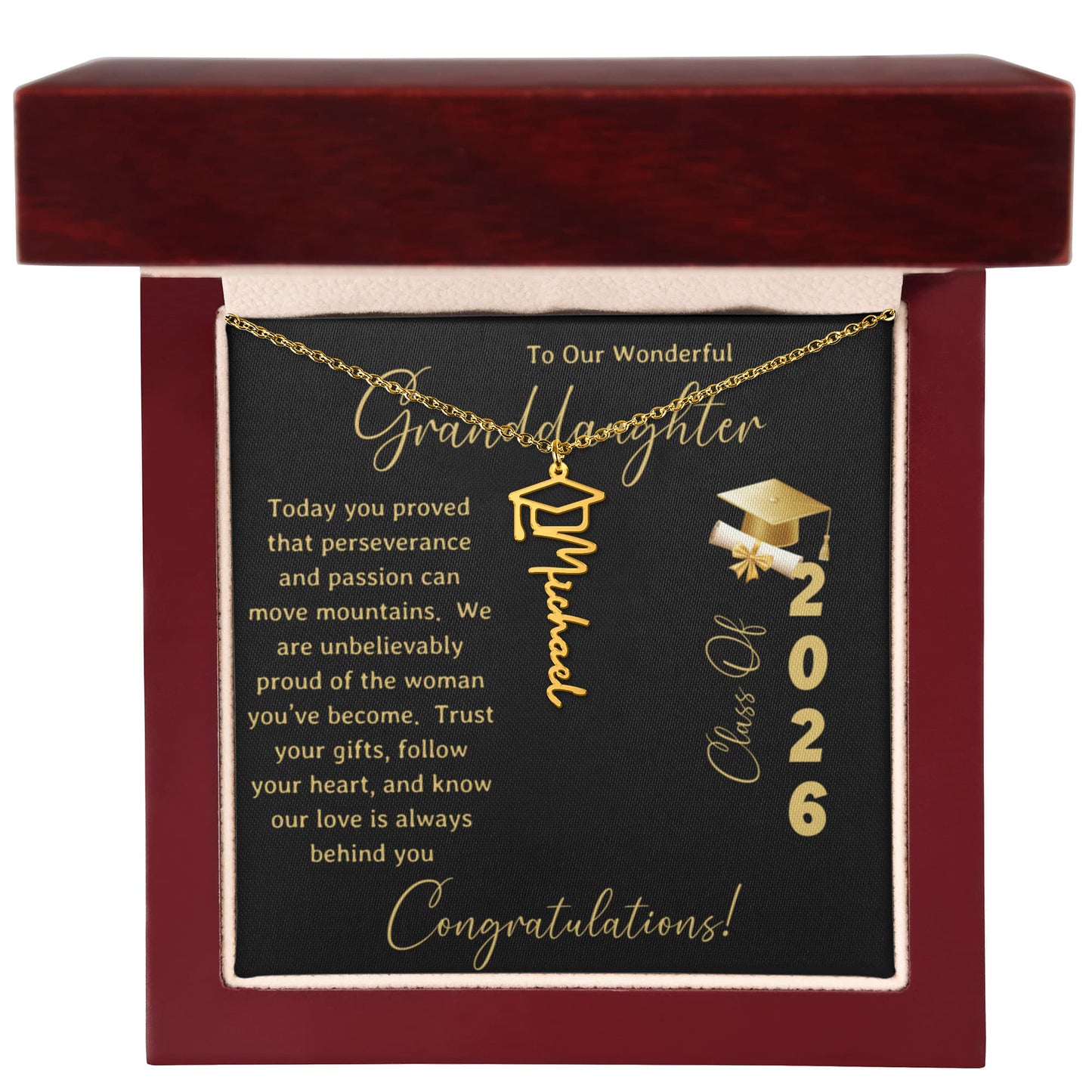 To Our Wonderful Granddaughter – Personalized Graduation Name Necklace