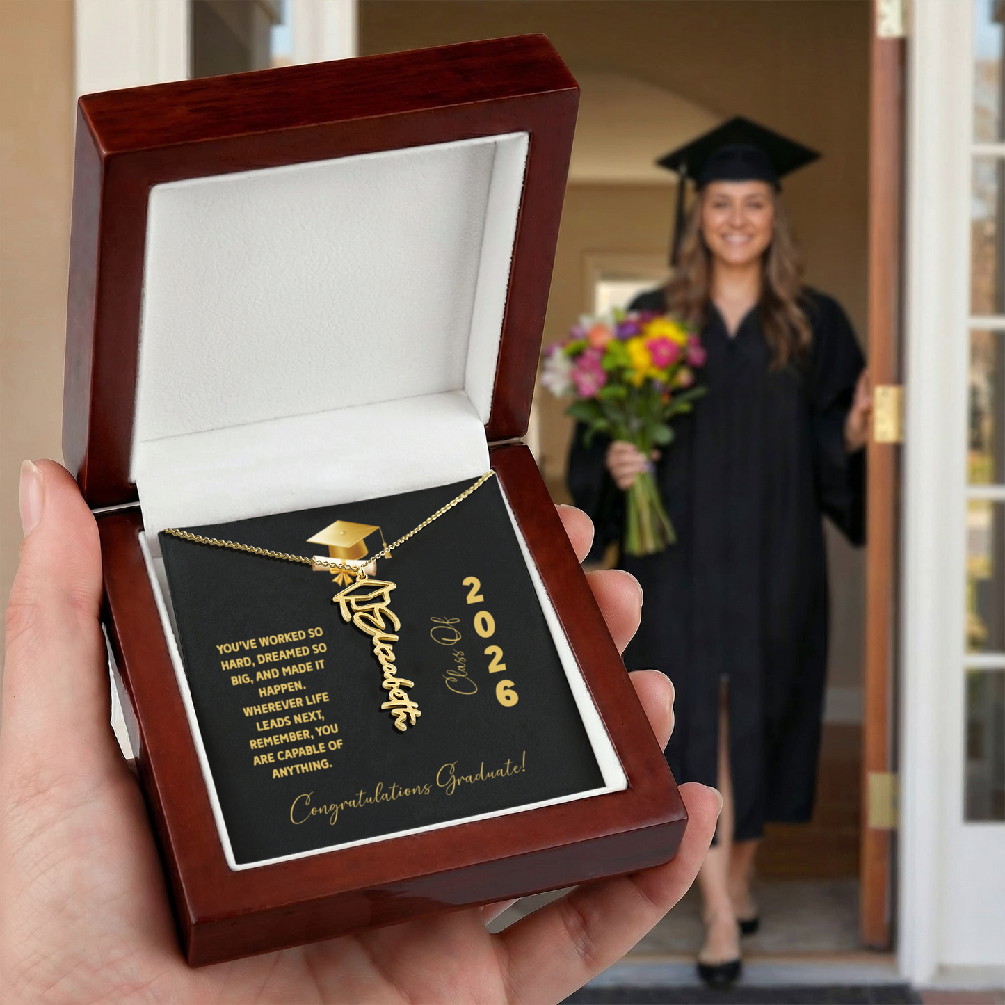 Class Of 2026 Personalized Graduation Gift, Custom Name Necklace