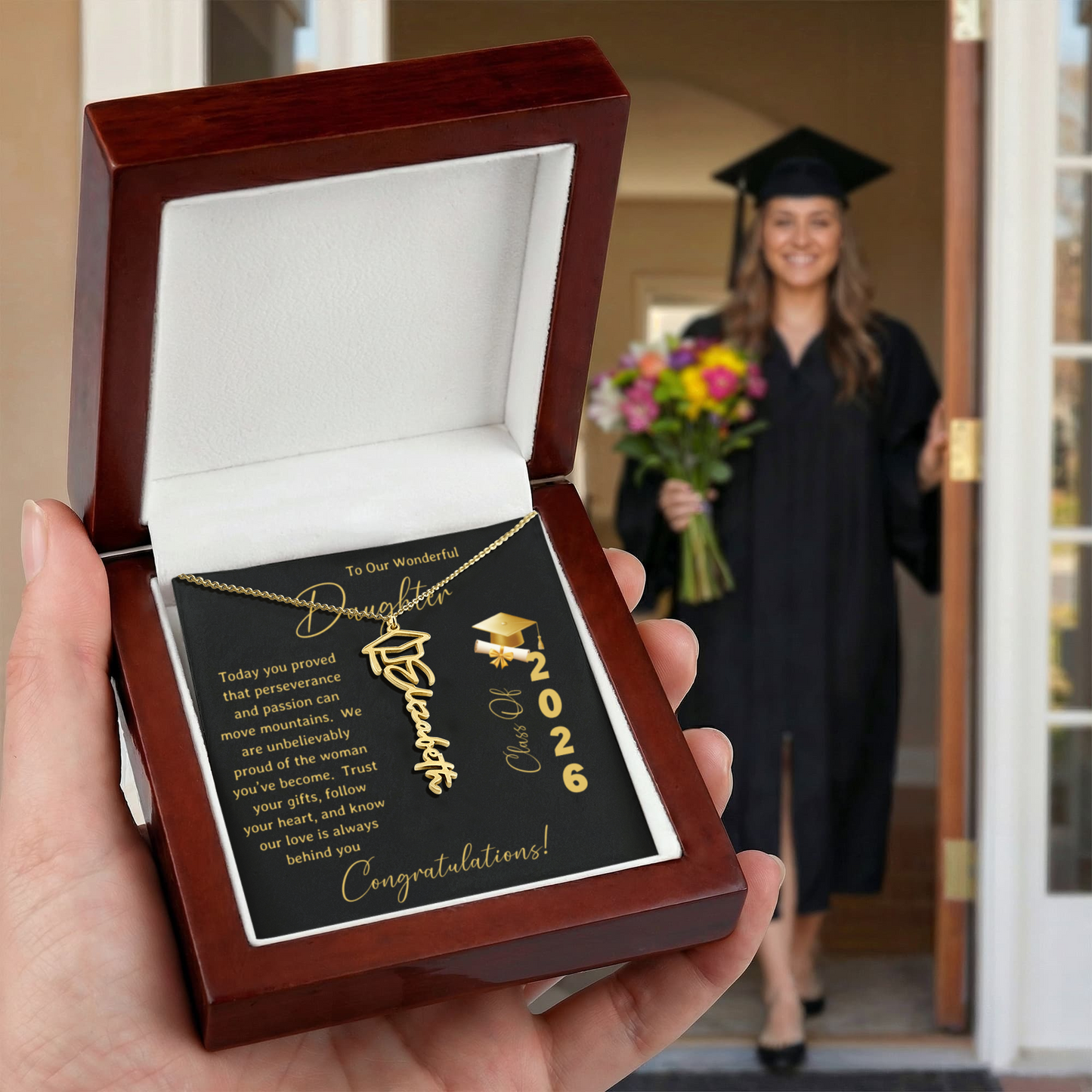 To Our Wonderful Daughter – Personalized Graduation Name Necklace