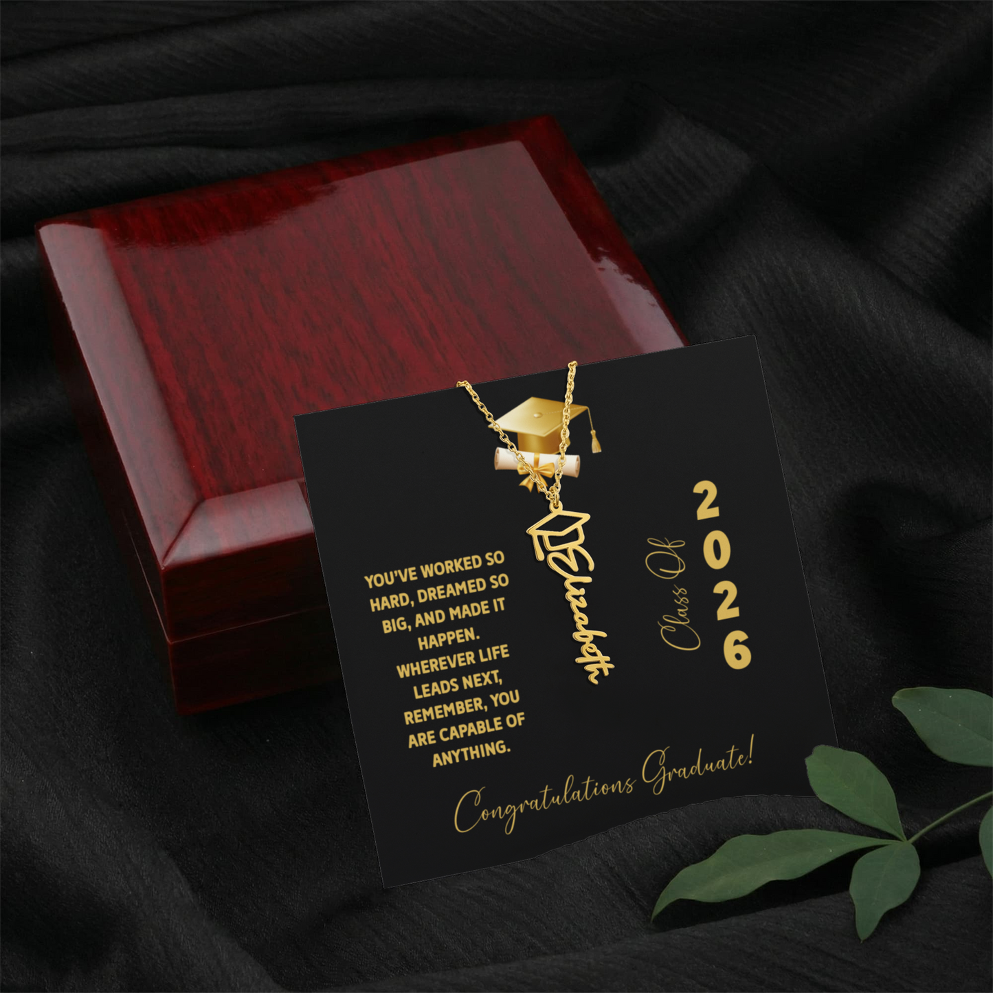 Class Of 2026 Personalized Graduation Gift, Custom Name Necklace