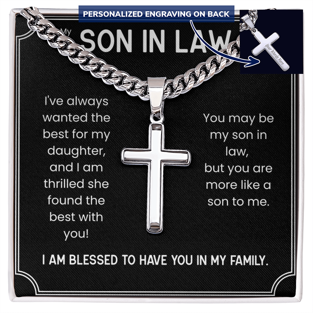 Personalized Cross Necklace for Son-in-Law – Meaningful Gift from Mother-in-Law or Father-in-Law