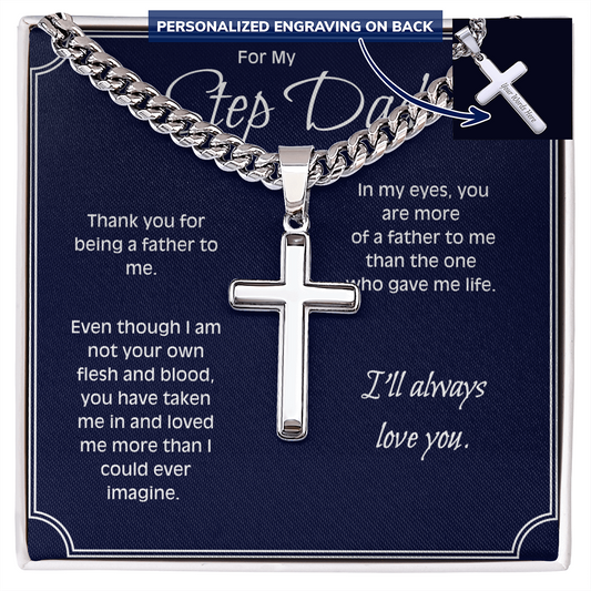 Personalized Cross Necklace for Stepdad