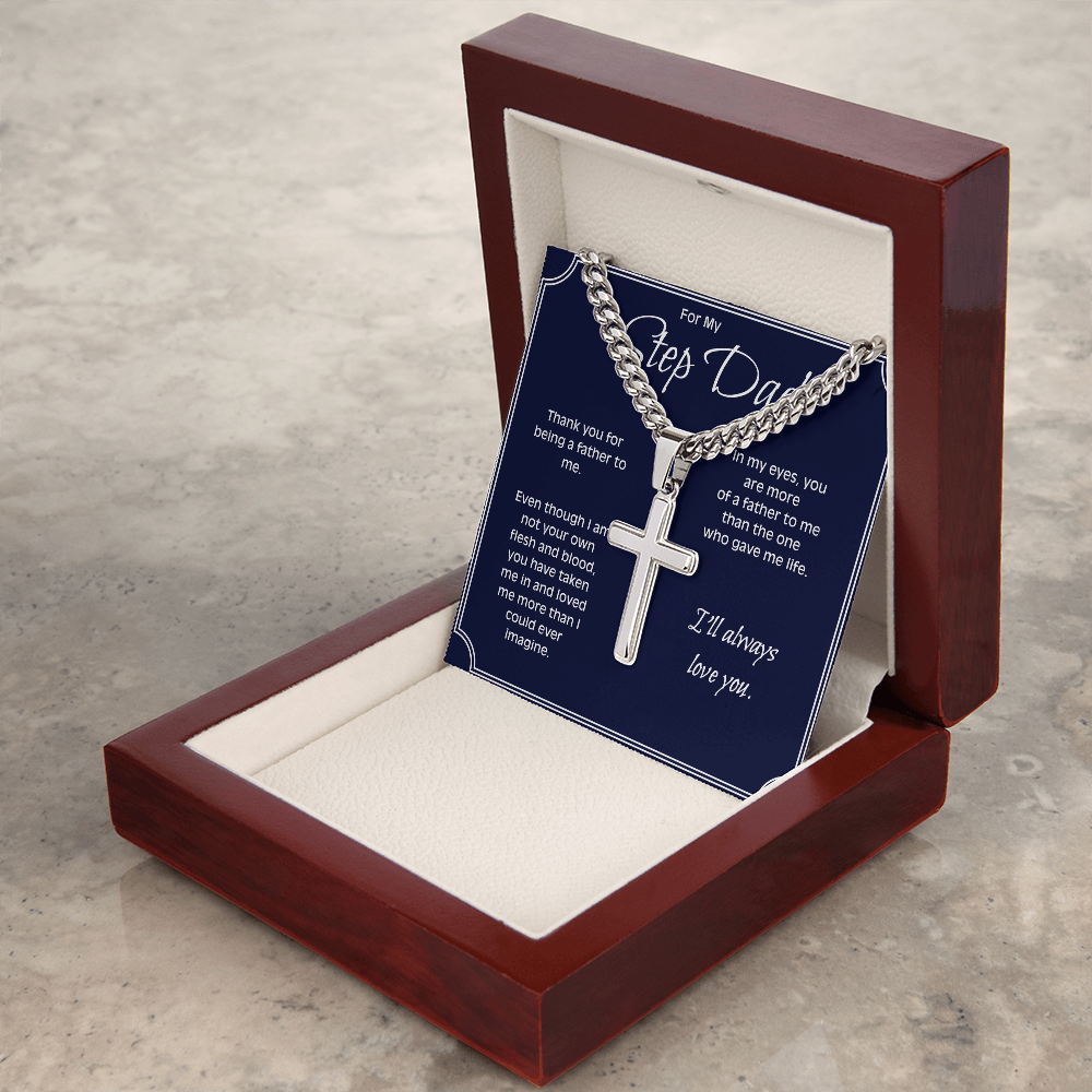 Personalized Cross Necklace for Stepdad