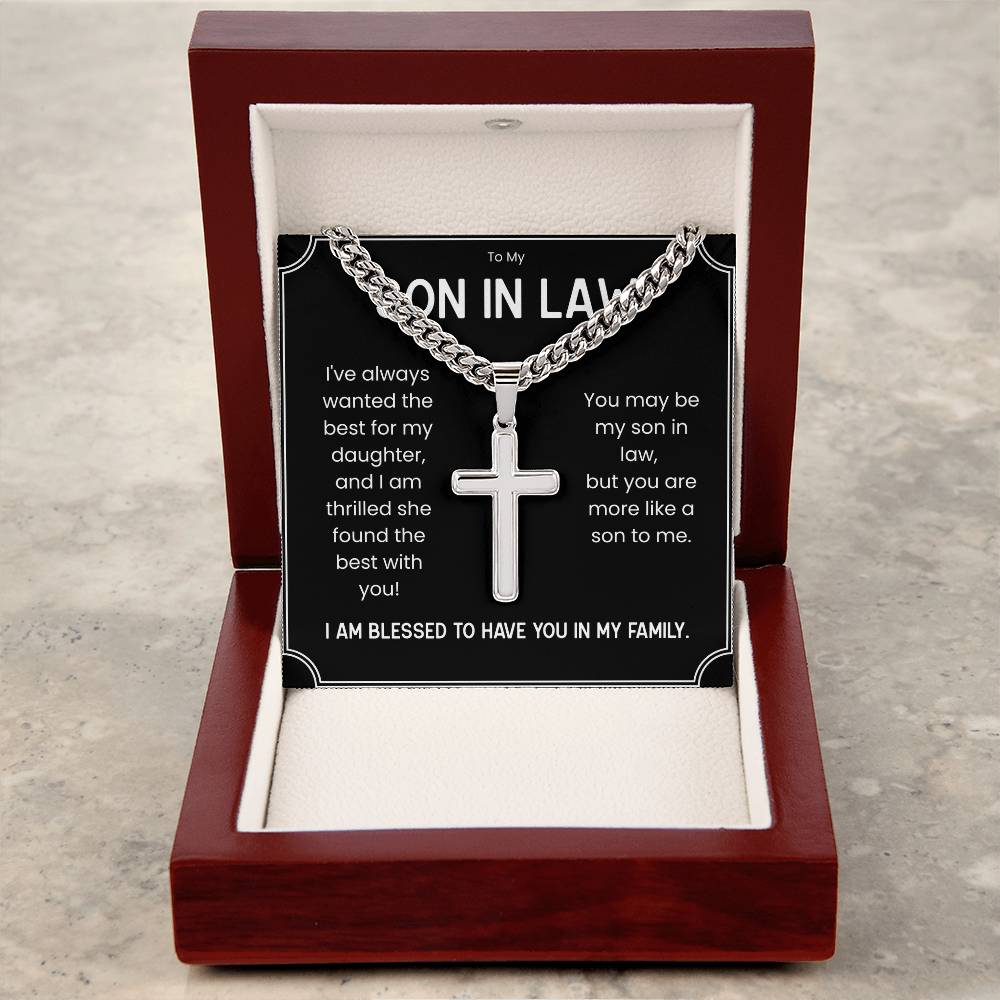 Personalized Cross Necklace for Son-in-Law – Meaningful Gift from Mother-in-Law or Father-in-Law