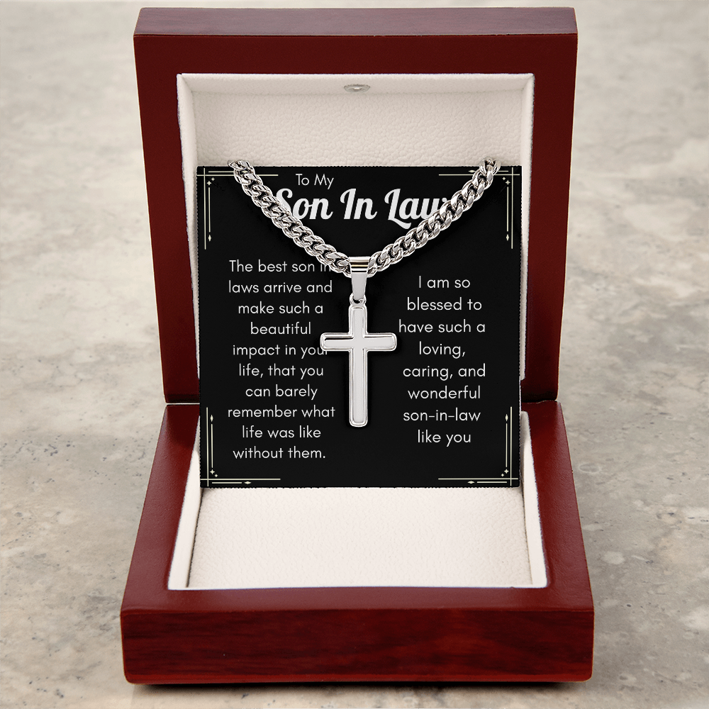 Personalized Cross Necklace for Son-in-Law – Meaningful Christian Gift for a Wonderful Son-in-Law