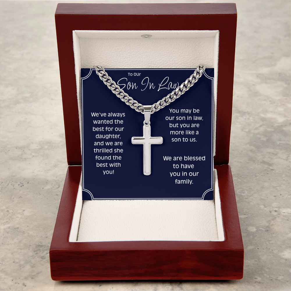 To Our Son In Law - Personalized Cross Chain from Parents-In-Law