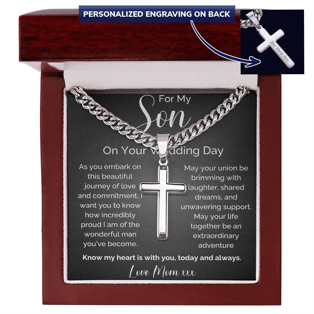 To My Son On Your Wedding Day Cross Necklace | Meaningful Gift From Mom