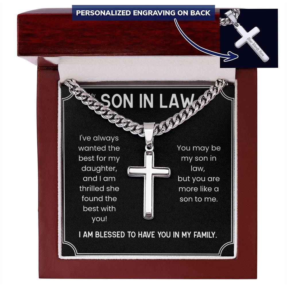 Personalized Cross Necklace for Son-in-Law – Meaningful Gift from Mother-in-Law or Father-in-Law
